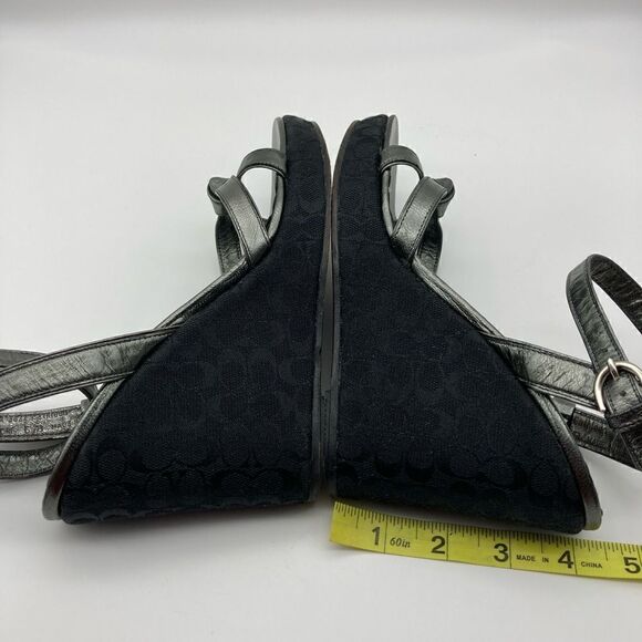 Vintage Coach Cathleen Pewter Leather Sandals Size 5,5 - Picture 9 of 13